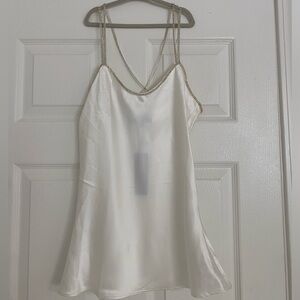 Gracia white silky camisole with rhinestones